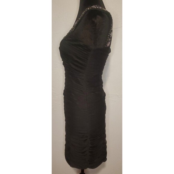 Black Formal 90s Y2K Party Prom Rhinestone Beaded Bodycon Mini Dress LBD | 4P - Picture 3 of 9